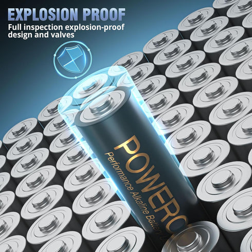 POWEROWL 100 Pack, 1.5v 10-Year High-Capacity Alkaline AAA Batteries Long Lasting Triple A Battery, Shelf Life