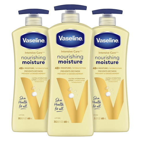 Vaseline Intensive Care Nourishing Moisture Body Lotion for Dry Skin, Ultra-Hydrating Lipids + Pure Oat Extract, 20.3