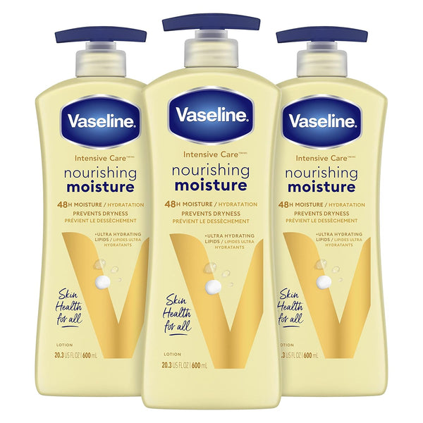 Vaseline Intensive Care Nourishing Moisture Body Lotion for Dry Skin, Ultra-Hydrating Lipids + Pure Oat Extract, 20.3