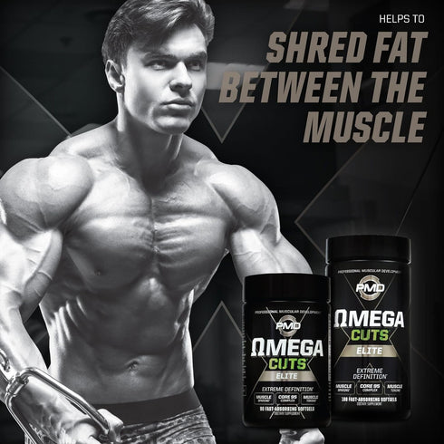 PMD Sports Omega Cuts Elite Fat Loss Formula - Omega Fatty Acids, MCT's, CLA, Keto Friendly, 90 Softgels