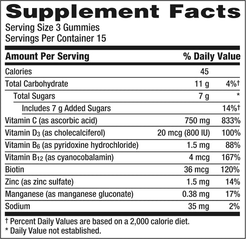 Emergen-C Immune+ Immune Gummies, 45 Count, Vitamin D plus 750 mg Vitamin C, Caffeine Free, Gluten Free