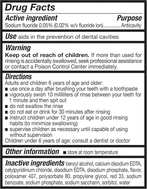 Amazon Basics Kids Anticavity Fluoride Rinse, Alcohol Free, Bubble Gum, 18 Fl Oz, Pack of 4