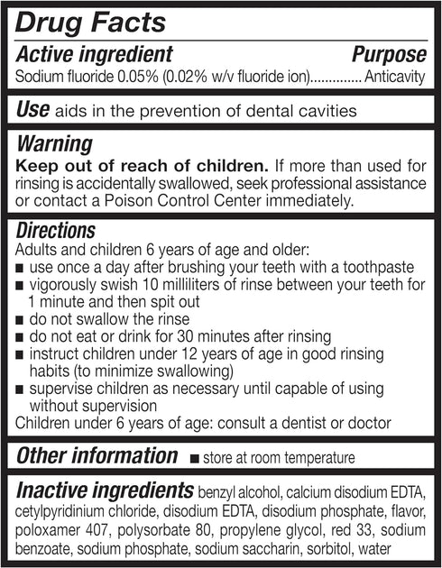 Amazon Basics Kids Anticavity Fluoride Rinse, Alcohol Free, Bubble Gum, 18 Fl Oz