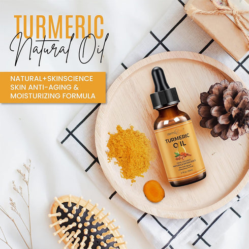 Turmeric Oil + Organic Moisturizer, Reduce Acne, Dark Spot Remover, Hydrate Dry Skin, Anti-Aging Glow Oil for Face,