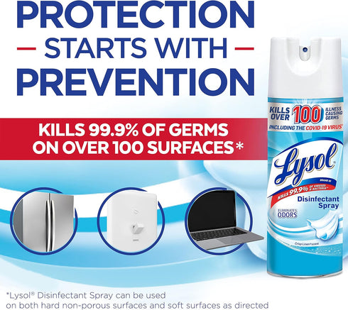 Lysol Disinfectant Spray, 12.5 fl oz, Crisp Linen, Antibacterial and Sanitizing Spray, 1 Count for Deodorizing