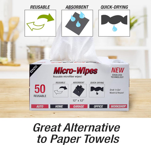 Eurow Reusable Microfiber Cleaning and Drying Wipes, 200GSM, 12 by 12 Inches, Pack of 50 in Orange