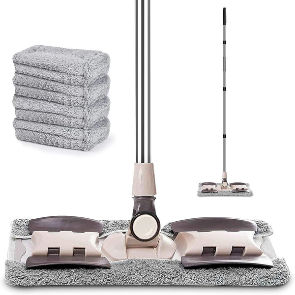 MAYSHINE Microfiber Hardwood Floor Wet and Dry Dust Mop - 360 Spin Mop System with 5 Reusable Pads