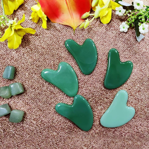 Large Gua Sha Heart Natural Jade Stone for Face, Lift, Decrease Puffiness and Tighten