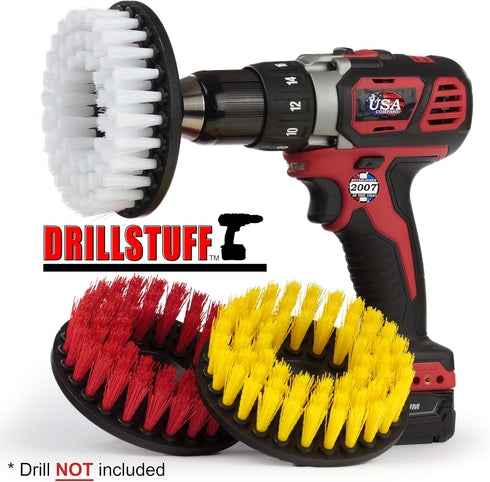 Cleaning Supplies - Drill Brush for Leather, Shower Door, Upholstery, Carpet, and Bathroom Accessories