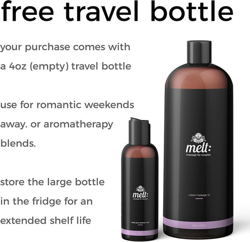 Melt Massage for Couples (16oz) Melt Sensual Massage Oil | Relaxing, Therapeutic Sweet Almond Oil | Soft, Moisturizing