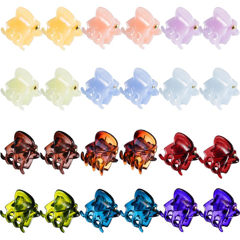 HOTOP 24 Pcs Mini Hair Clips - Small Non-Slip Plastic Jaw Clips for Girls and Women (Bright)
