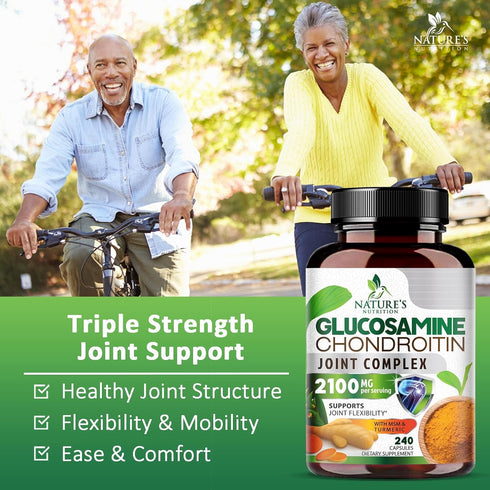 Glucosamine Chondroitin MSM Complex - Triple Strength Joint Support Supplement with Turmeric & Boswellia, 240 Capsules