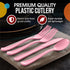 Party Solids 160 Set Sets, 80 40 40 Pink Plastic Silverware Heavy Duty Pcs Pink Plastic Cutlery Disposable Utensil
