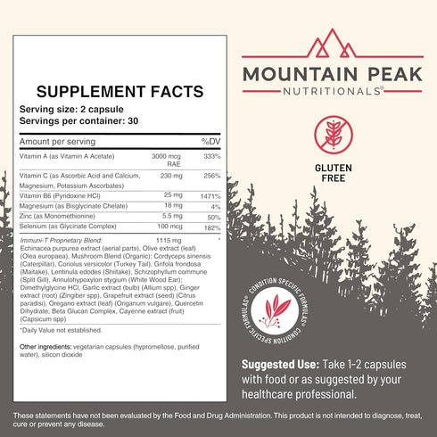 Mountain Peak Nutritionals Immuni-T - Supports Respiratory and Immune System with Zinc, Vitamin A, C, B6 -