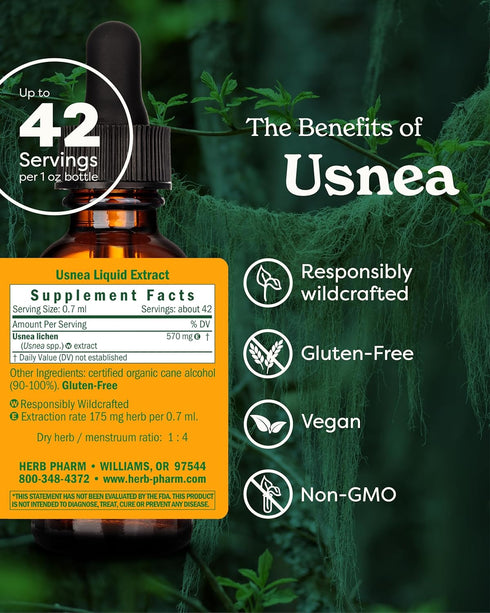 Herb Pharm Usnea Liquid Extract for Cleansing and Detoxification - 1 Ounce (DUSNEA01)
