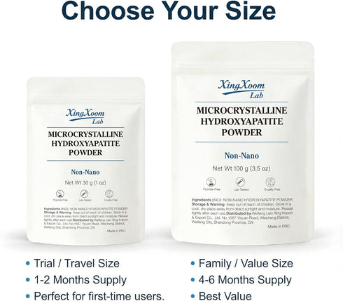 XingXoom 100% (30g) Lab Microcrystalline Hydroxyapatite Powder (Non-Nano) Natural Tooth Powder for Gentle Enamel Care
