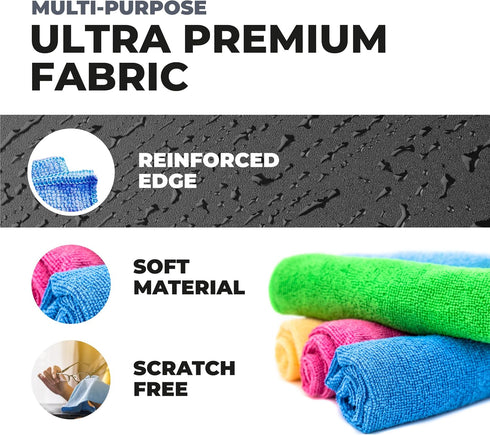 Turkish Microfiber Cleaning Cloth, 4 Colors, Pack of 16, 20% Polyamide for Elevated Liquid Suction