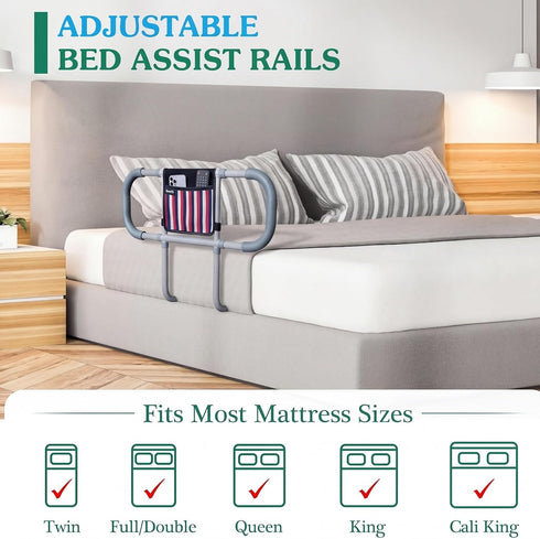 TerseFit 350lbs Adult Bed Rails for Seniors; Bed Rails for Elderly Adults Safety; Bed Cane Stand Assist Bed Rail;