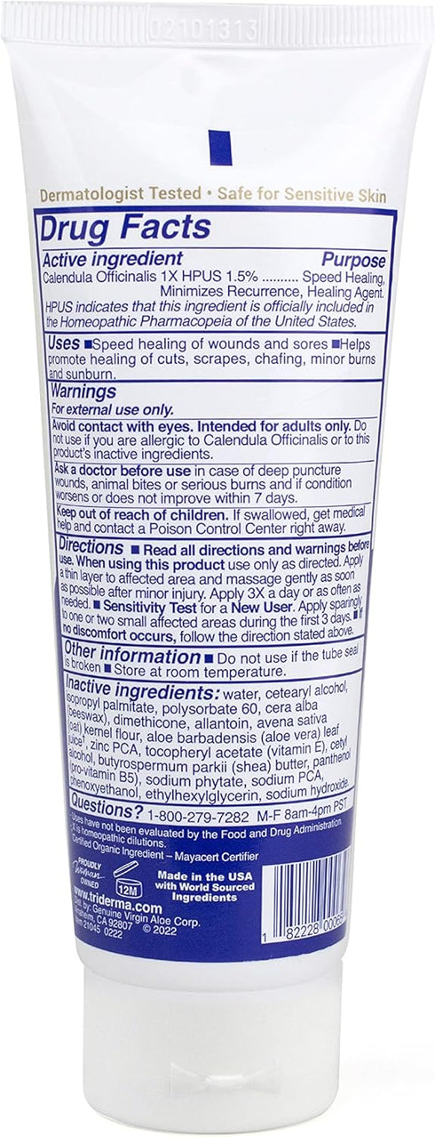 TriDerma MD Healing Cream for Pressure Sores, Bed Sores, Wound Healing, 4 oz Tube with Calendula