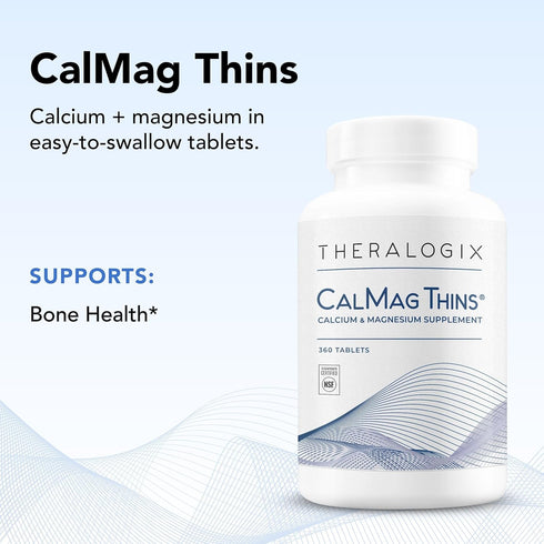 Theralogix CalMag Thins Calcium & Magnesium Supplement - Bone Support for Women & Men - 200 mg Calcium, 50 mg Magnesium