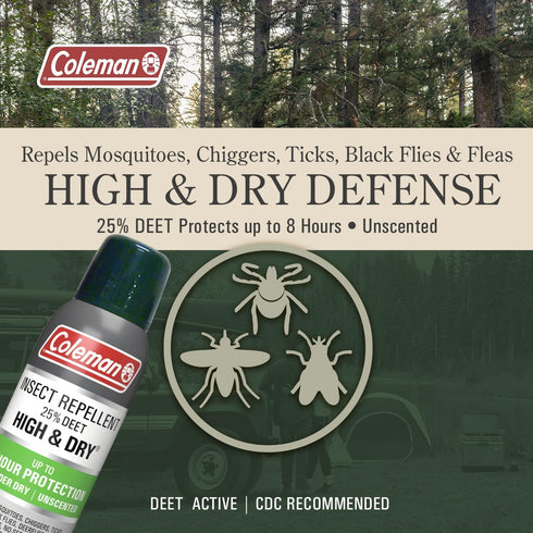 Coleman Insect Repellent Spray, 25% DEET, 4oz Twin Pack, for Ticks, Mosquitoes, Chiggers, Fleas