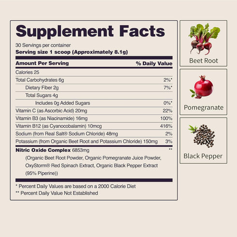 Snap Supplements Heart Beets, USDA Organic Beet Root Powder, 3-in-1 Cardiovascular Superfood, 250g