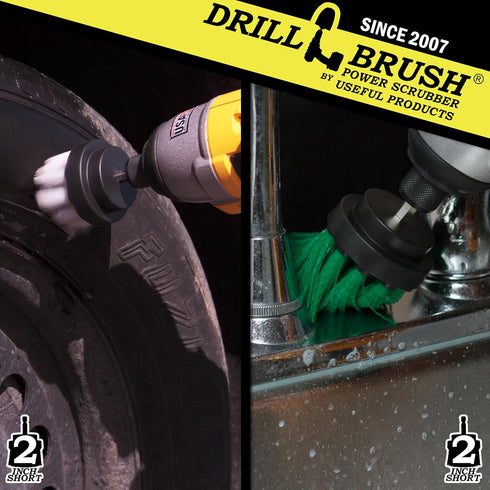 Drill Brush - Grout Cleaner - 2-inch Diameter Round Spin Brush Set - Kitchen Accessories - Scrub Stove, Oven, Sink, Tile - Carpet Cleaner - Leather, Upholstery, Fabric - Wheel Brush - Glass Cleaner