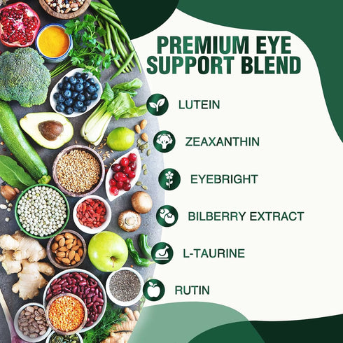 Eye Vitamin & Mineral Supplement with Lutein, Zeaxanthin, Bilberry & Zinc, 60 Capsules, Supports Vision Health