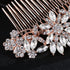 Rose Gold Clear Crystal Bridal Wedding Hair Comb, Headpiece Hair Pins