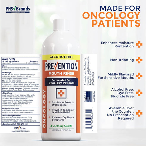 Prevention Oncology Mouth Rinse | Alcohol Free, Specially Formulated for Oncology Treatment, 4-Pack