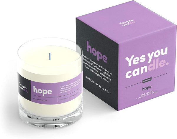Hope Inspirational 8oz Highly Scented Candle, Soy, Made in USA, Pure Essential Oils, Vanilla and Sandalwood
