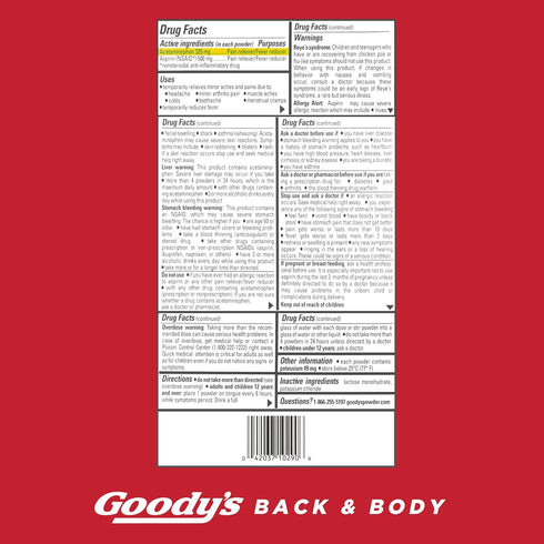 Goody's Back and Body Pain Relief Powder, 12 Pack of 6 Individual Dissolve Packs