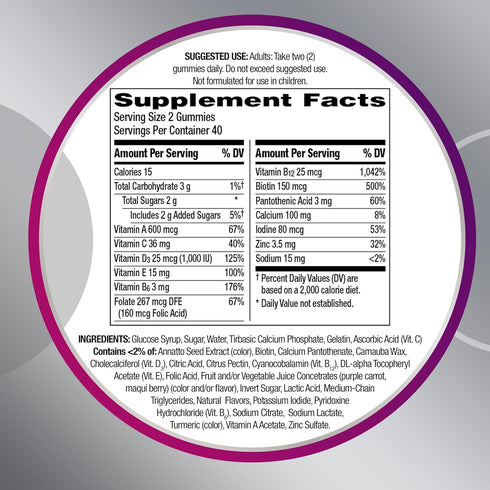 MultiGummies 50 D3, B6, B12, 140 Count Centrum for Women Plus, Multivitamin/Multimineral Supplement with Vitamins E