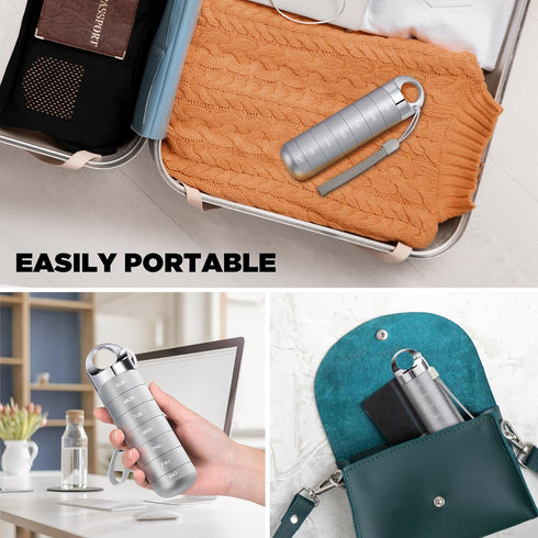 Zannaki Metal Travel Pill Organizer - Portable Waterproof Weekly Pill Box, Large Aluminum Alloy Container