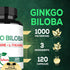 1000mg Ginkgo Biloba Supplements with L-Tyrosine & L-Theanine - 120 Capsules for 2-Month Supply, Support Focus & Memory