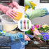 3 Pairs Rubber Cleaning Gloves, Reusable Dishwashing Gloves with Cotton Liner, Long Cuff 16" for Household Use