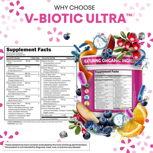Horsetail 90 Clean Nutra Vaginal Probiotics for Women + Prebiotics Digestive Enzymes Bromelain Cranberry D Mannose