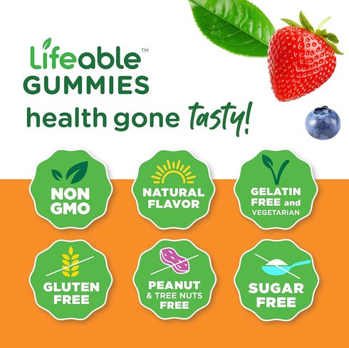 Lifeable Sugar Free Probiotics with Prebiotics Fiber for Kids – Great Tasting Gummy Supplement – Keto Friendly, 90