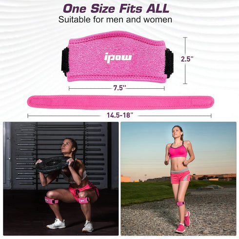 IPOW Knee Support for Women, 2 PACK Patellar Tendon Support Strap & Knee Pain Relief for Hiking, Running, Tennis