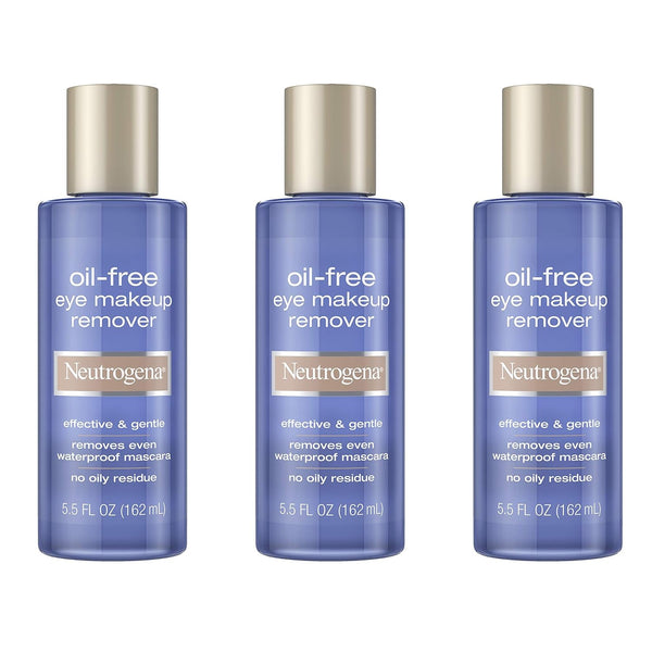 Neutrogena Gentle Oil-Free Eye Makeup Remover & Cleanser, Non-Greasy, Removes Waterproof Mascara, 3 x 5.5 fl. oz