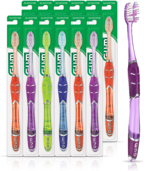 GUM Technique Deep Clean Toothbrush - Compact Soft Toothbrushes for Adults with Sensitive Gums - 1ct (12pk)
