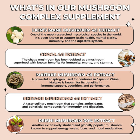 Future Kind Vegan Lion's Mane Mushroom Complex - Brain Supplement Capsules with Chaga, Maitake, Shiitake, Reishi (30ct)