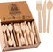 360 Count Disposable Cutlery Set, Heavy Duty Wooden Compostable Utensils, 120 Forks, Knives, Spoons