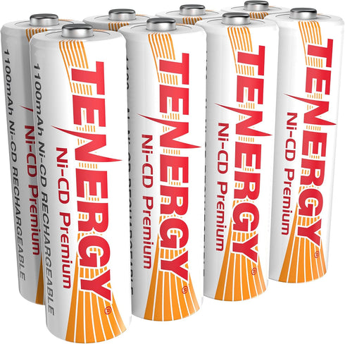Tenergy AA Premium NiCd Rechargeable Batteries 1100mAh 1.2V Battery Pack for Solar Lights (8-Pack)