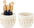 Mkono Macrame Makeup Brush Holder Organizer, Set of 2 Boho Decor Baskets for Pen Pencil Box Container, Ivory