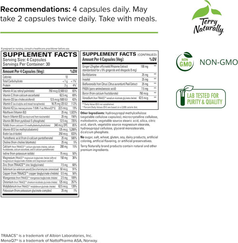 Terry Naturally Clinical Essentials - 120 Capsules - Multi-Vitamin & Minerals, Gentle on The Stomach, Non-GMO