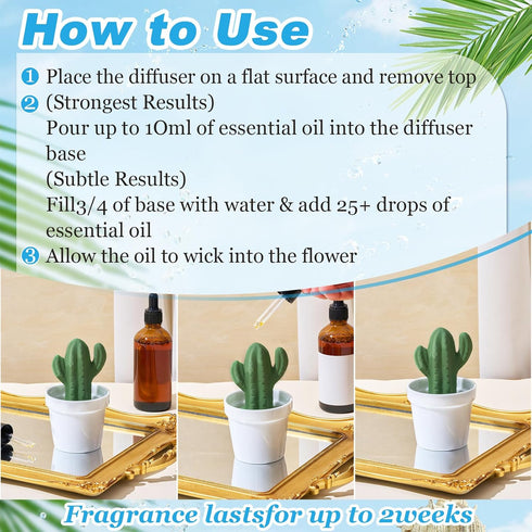 Summer Summer Honeydak Cactus Passive Essential Oil Diffuser Gifts, Cactus Decor Ceramic Diffuser for Home Bedroom