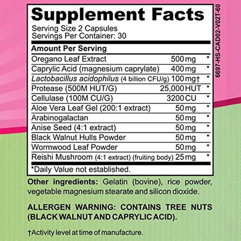 Candida Complex | All Natural Gut Cleanse with Herbs, Antifungals, Enzymes and Probiotics | Boost Your Immune System