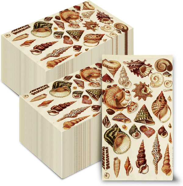 Kamiilah 80 Pack Of Vintage Conch Napkin 4.37.8 Inch Disposable Guest Napkin Marine