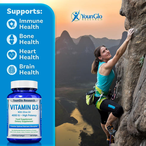 Vitamin D3 4000 IU Dietary Supplement, 360 Softgels, Promotes Healthy Bone & Immune Function, Easy-to-Swallow